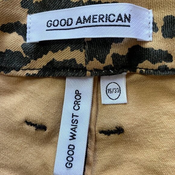 𝅺GOOD American BNWT "Good Waist Crop" Animal Jeans - Picture 12 of 13